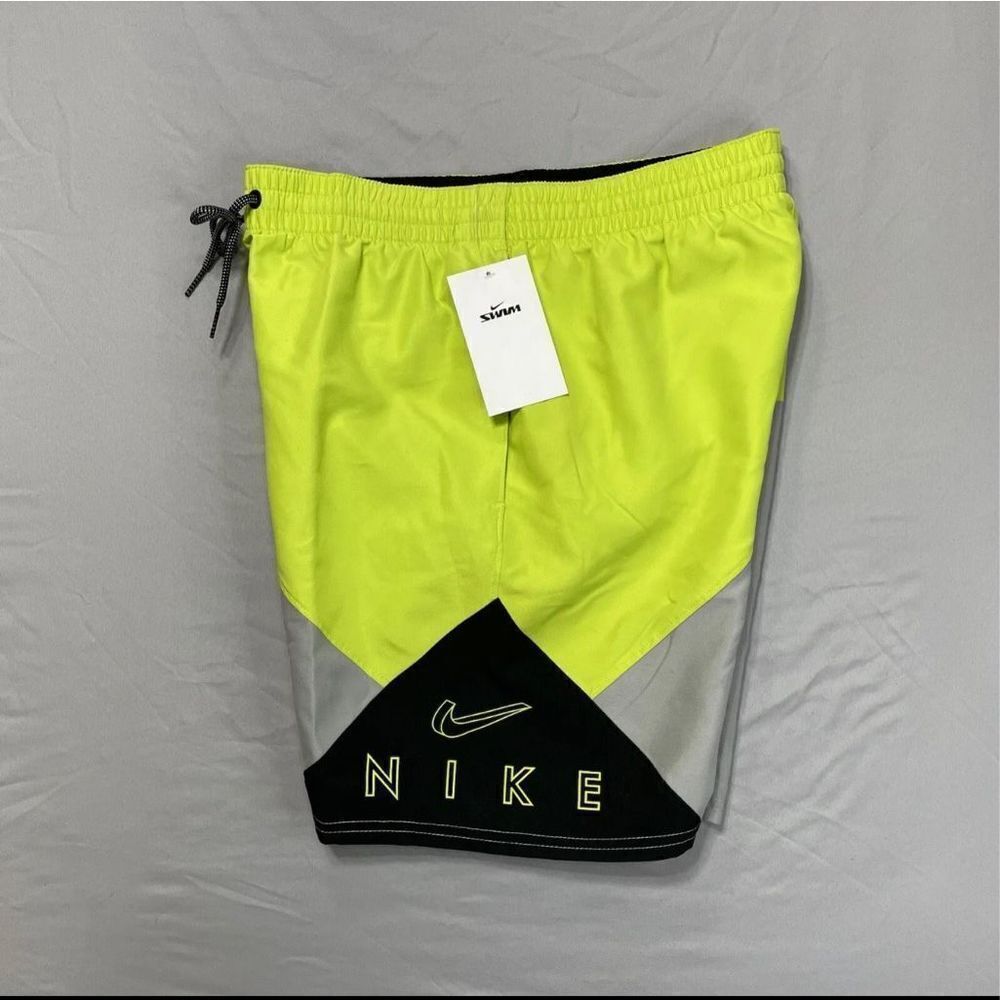 Nike Swim Volley Jacknife Shorts Green Gray 7" Lined NESSC469-001 NEW-Mens Small
